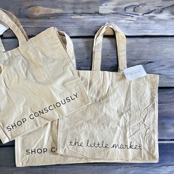 $5 $5 $5 NEW The Little Market Canvas Graphic Print Shopper Tote Handbag Bag - Picture 1 of 2